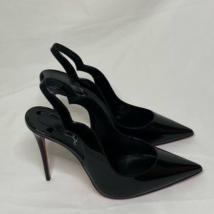 Christian Louboutin | Hot Chic Patent Red Sole Slingback Pumps | Size 37.5